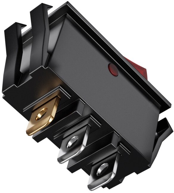 Кнопка выключатель (тумблер) GSMIN K3 ON-OFF 6А 250В AC 2-Pin (15x10x15мм) комплект 3шт (Красный) - фотография № 4