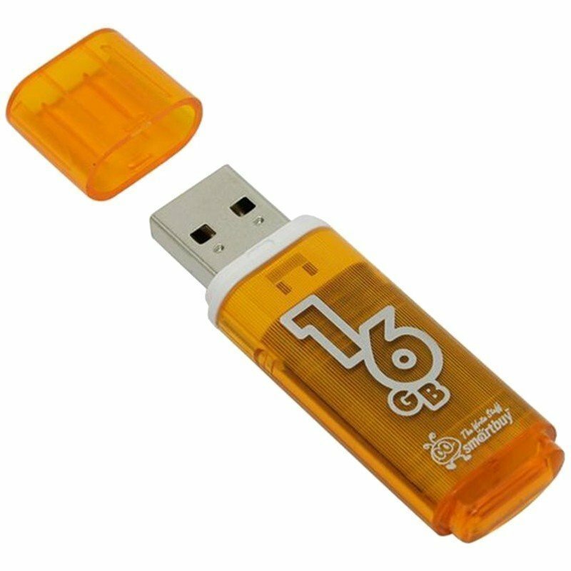 Память Smart Buy "Glossy" 16GB, USB 2.0 Flash Drive, оранжевый SB16GBGS-Or