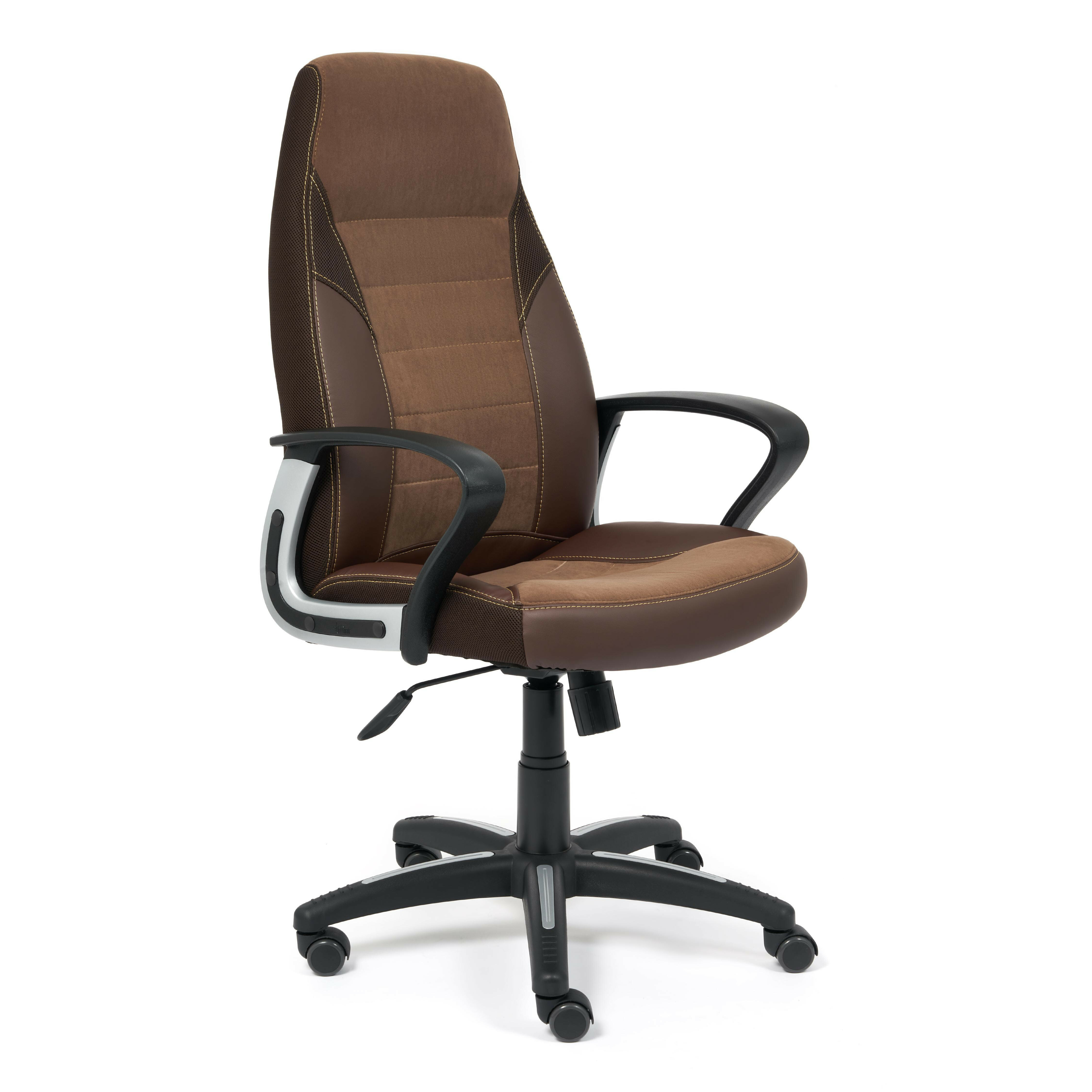 Кресло TetChair Inter кож/зам/флок/ткань, коричневый, 36-36/6/TW-24