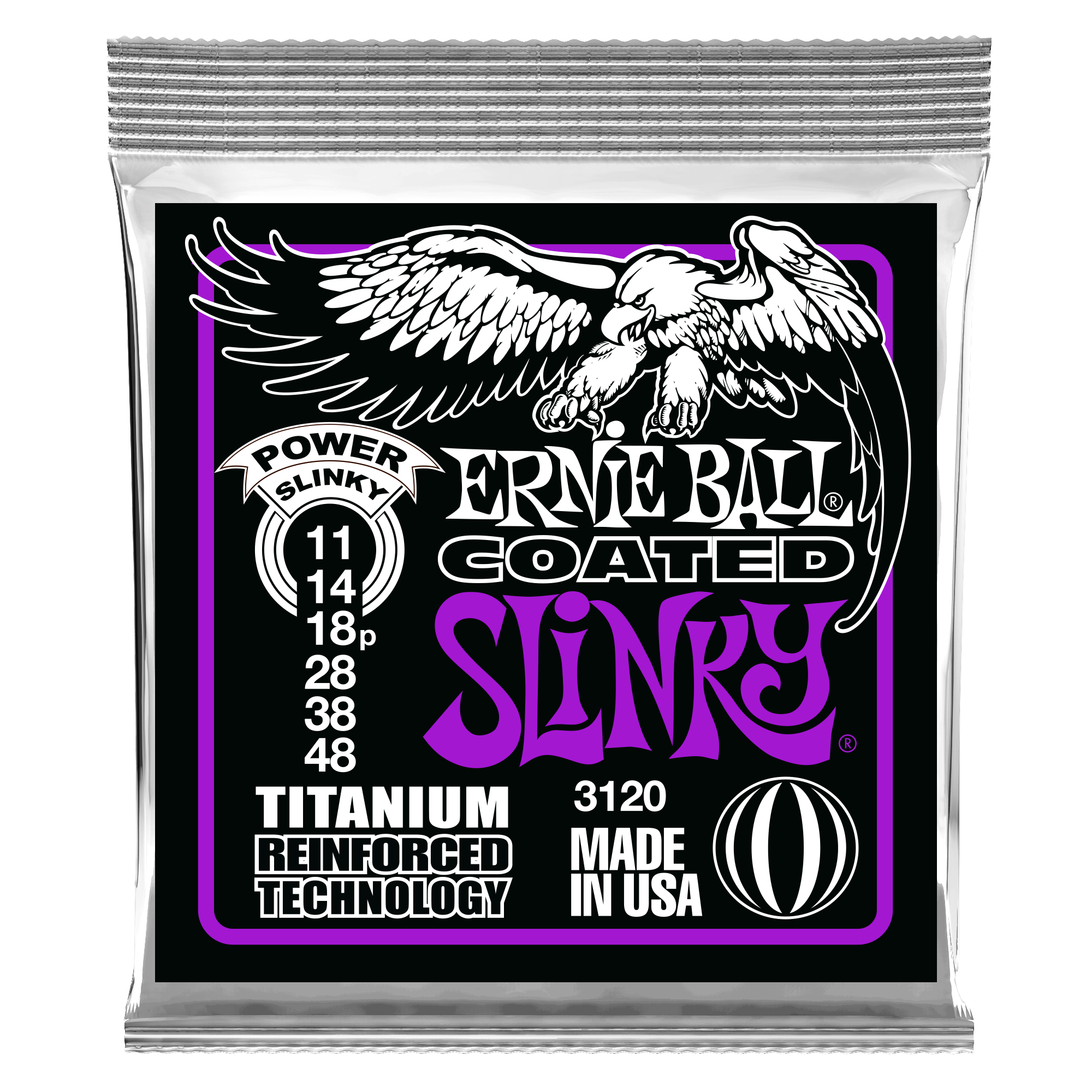 Струны для электрогитары ERNIE BALL 3120 RPS Coated Titanium Slinky Power 11-48