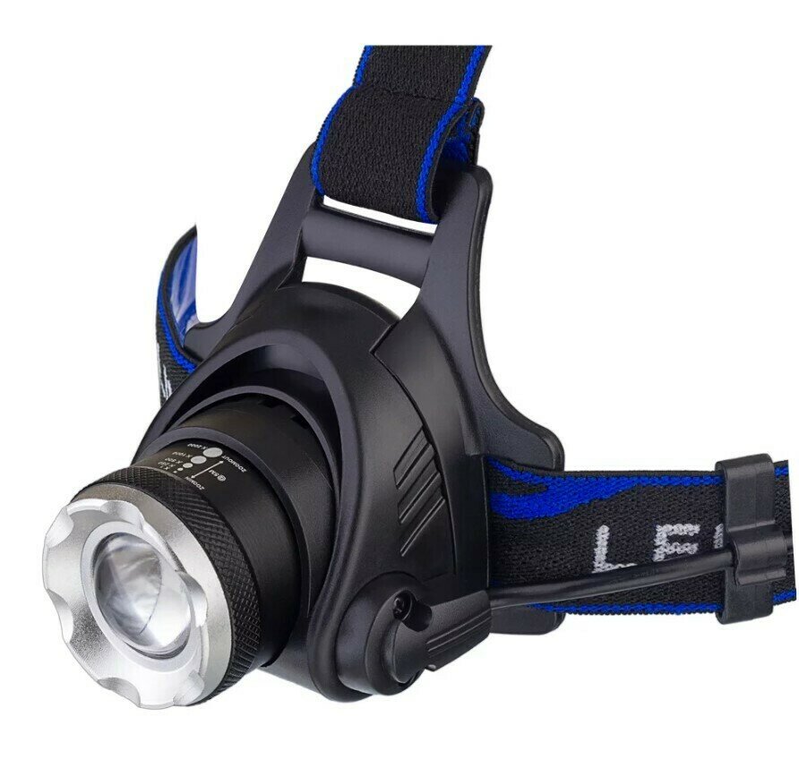 фото Налобный фонарь Светодиодный налобный фонарь Perfeo "Texas" (450LM, 5W T6 LED, аккум.2 18650, зарядка micro USB, Zoom, 3 режима)