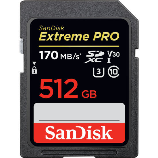 Карта памяти SANDISK 512Gb Extreme Pro SDXC UHS-I U3 V30 (170/90 MB/s)