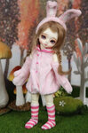 Костюм Luts Cuddly Rabbit Set (Милашка-кролик розовый для кукол БЖД Латс 26 см) - изображение