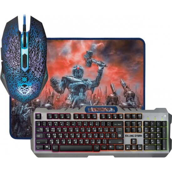 Игровой набор DEFENDER Killing Storm MKP-013L RU, мышь+клавиатура+коврик (52013)