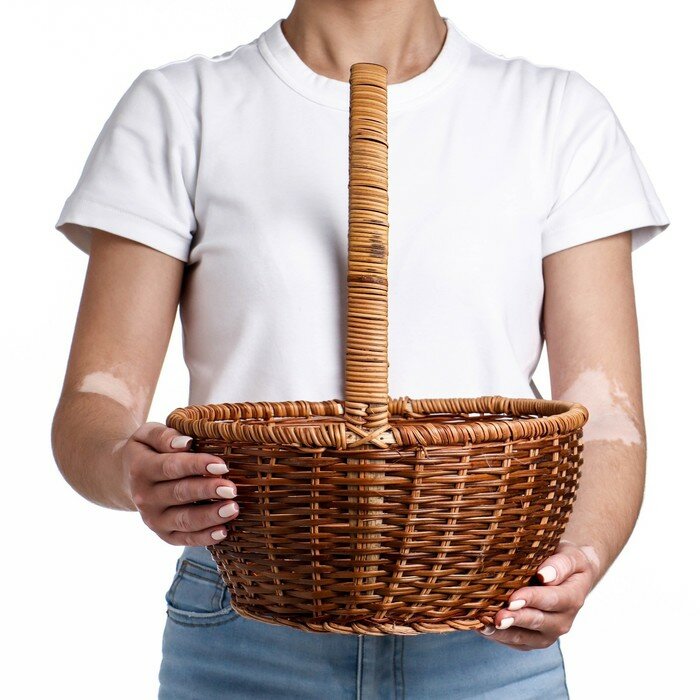 Корзина плетеная, 34×27×13/39 см, лоза, кукуруза - фотография № 6