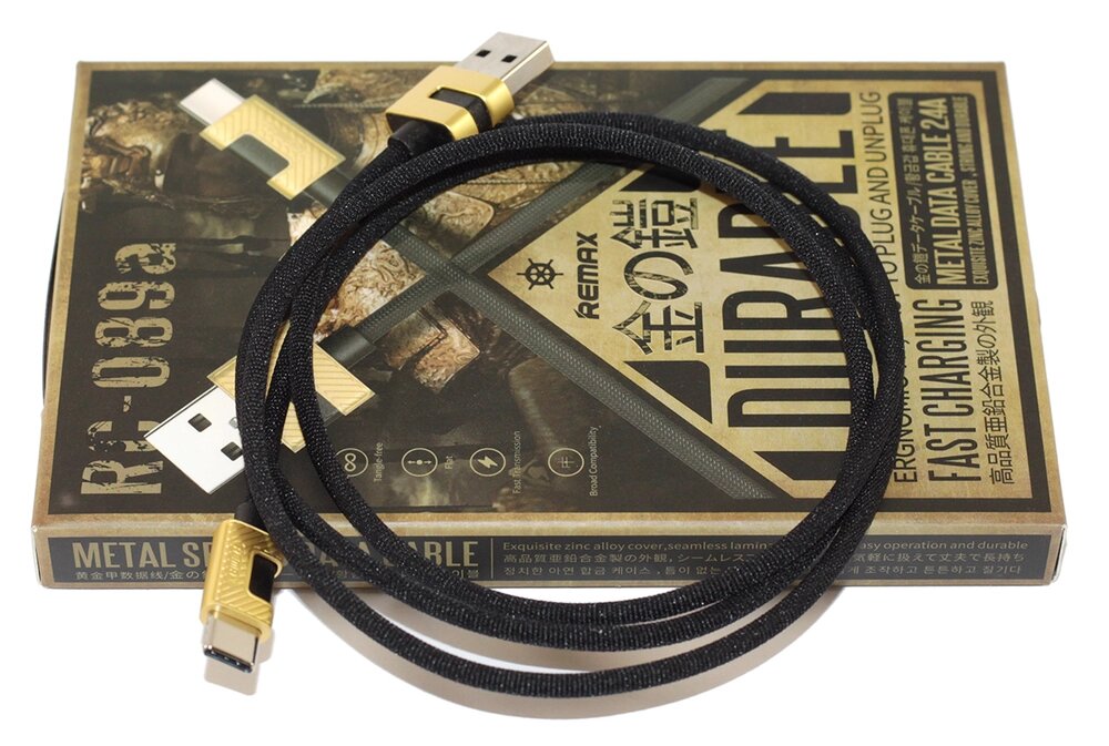 Data кабель USB Remax Metal RC-089A Type-C черный, 100см