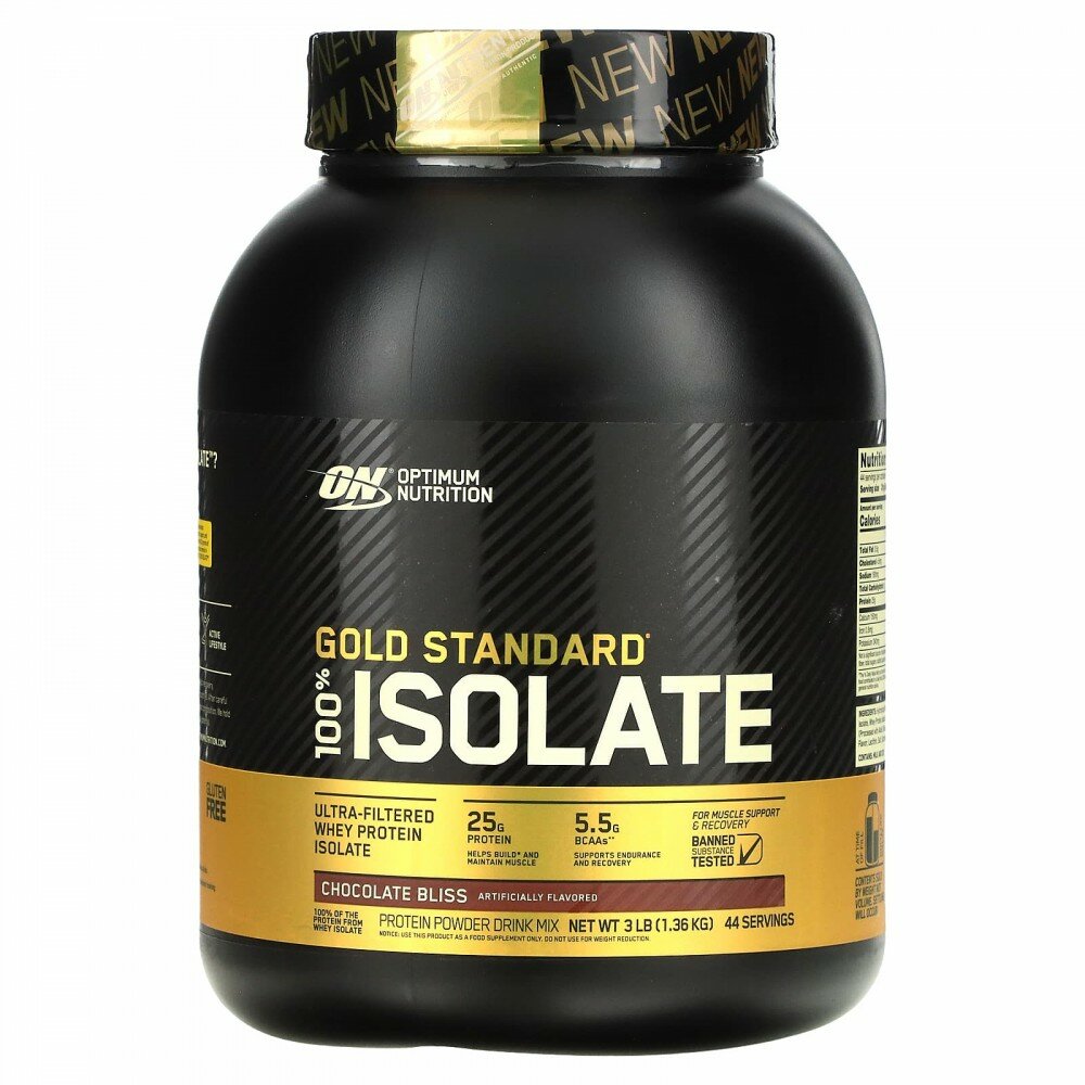 Optimum Nutrition, Gold Standard 100% Isolate, Chocolate Bliss, 3 lb (1.36 kg)