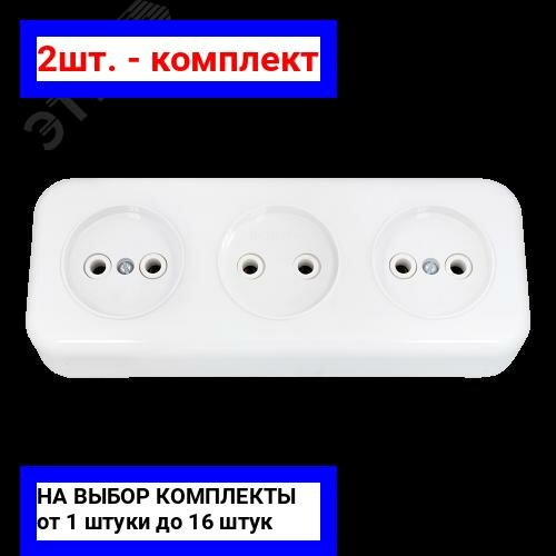 фото 2шт. - Беларусь Розетка тройная наружная / БелТИЗ; арт. РА16-244; оригинал / - комплект 2шт