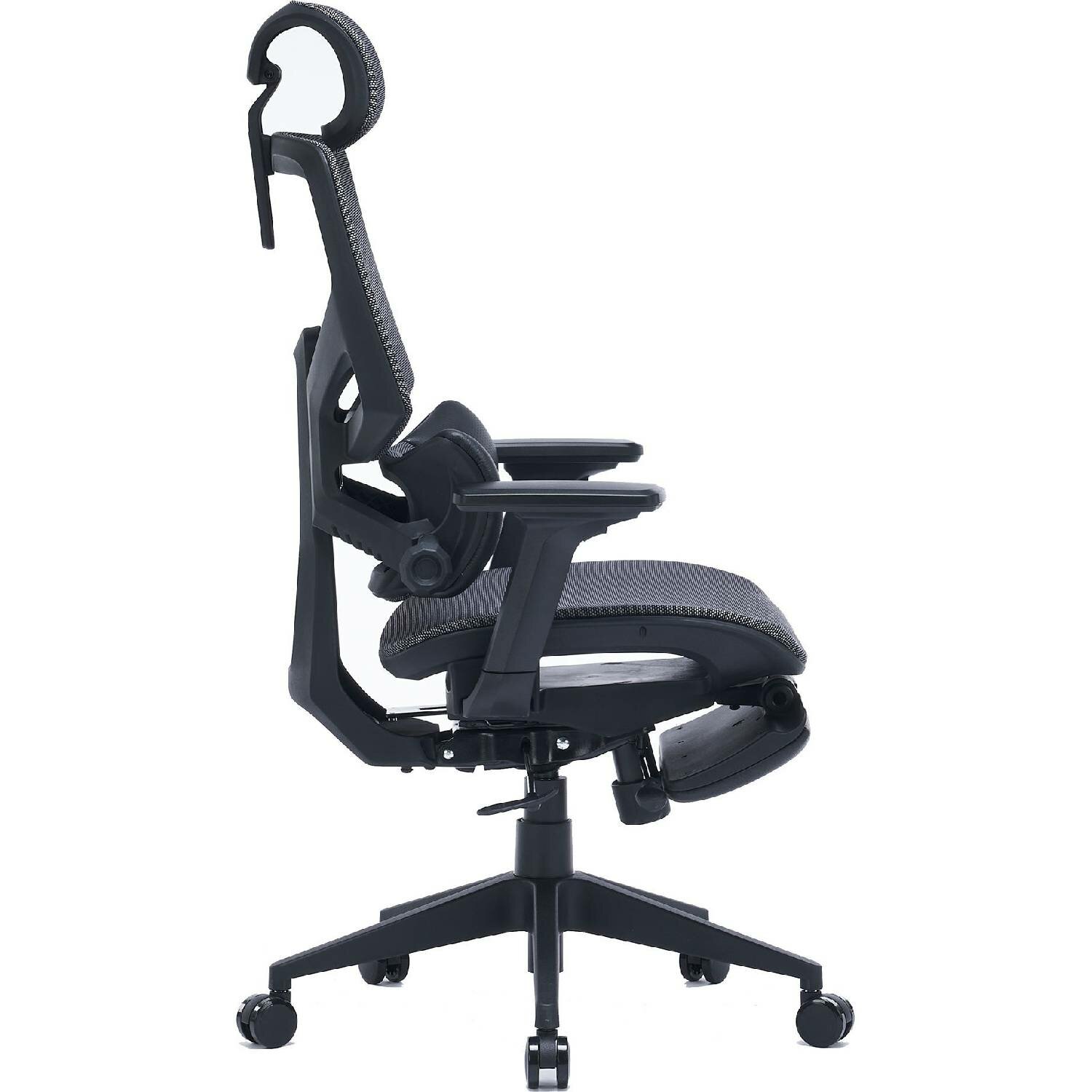 Офисное кресло CACTUS CS-CHR-MC01-GY серый сет./эко.кожа с подголов. крестов. пластик подст.для ног - фотография № 3