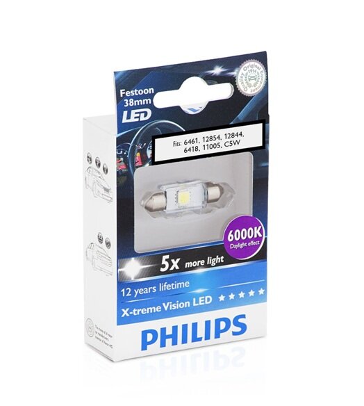 Лампа Fest 10.5x38 12V 1W 2LED 6000K PHILIPS PHILIPS-12859