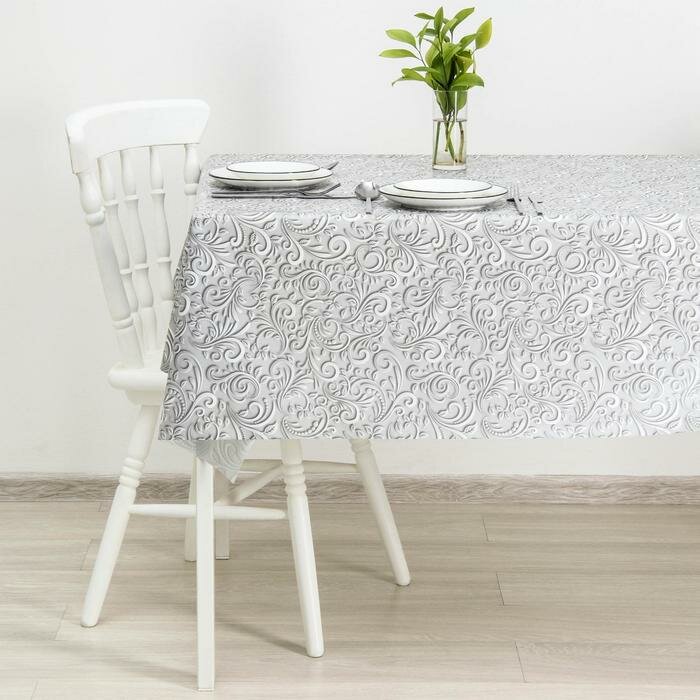 фото Клеёнка на стол на нетканой основе Доляна «Витая», ширина 137 см, рулон 20 м, цвет белый