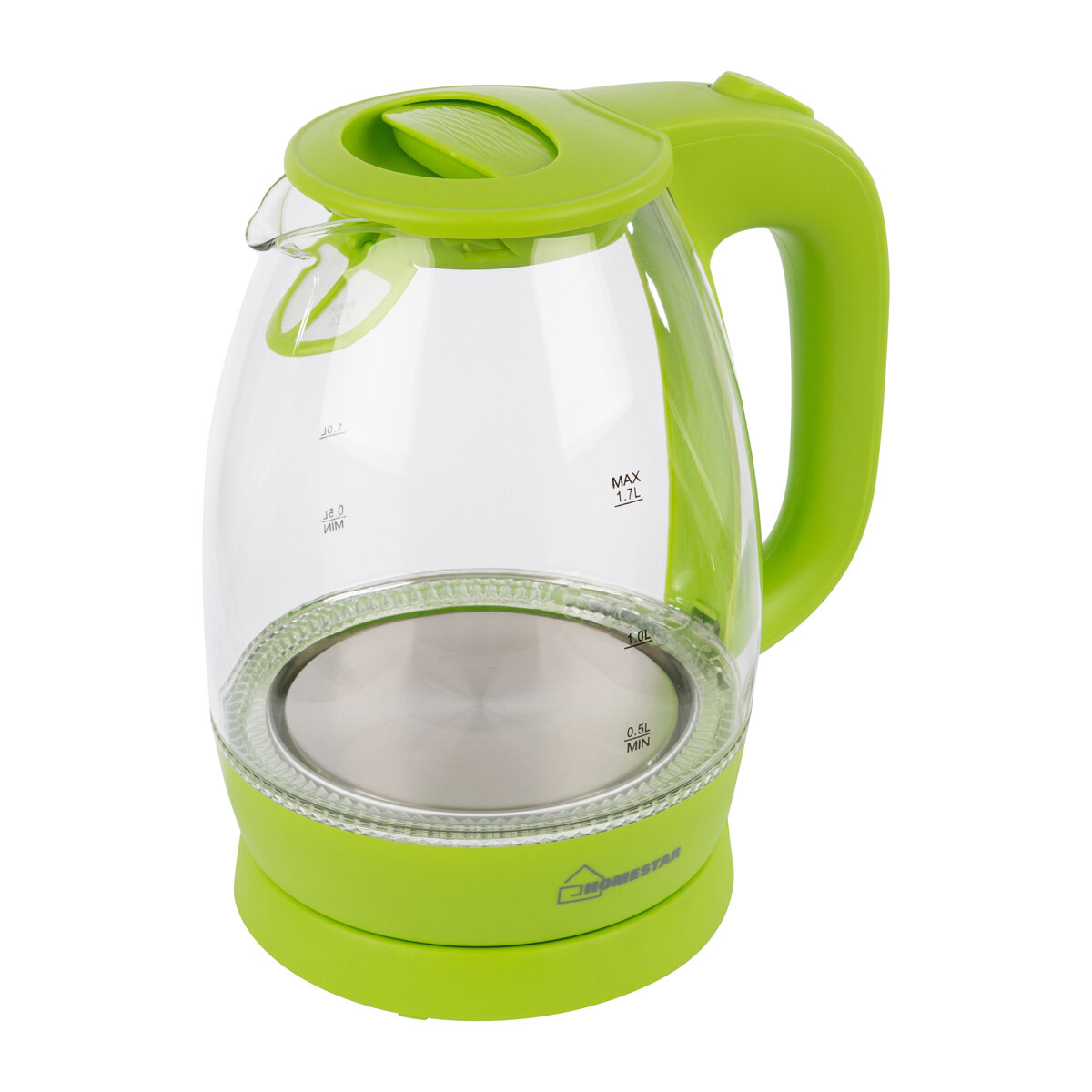 Стеклянный чайник электрический Homestar HS-1012, 1,7 л, пластик зеленый