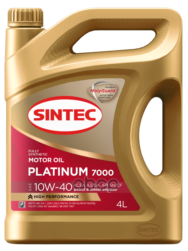 SINTEC Масло Моторное Sintec Platinum 7000 10W-40 A3/B4 Sn/Cf 4Л