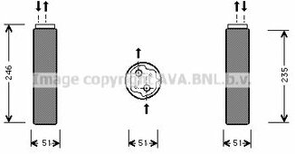 Осушитель кондиционера Renault Clio II/Kangoo/Logan I 97>16 Nissan Kubistar 03>09 AVA COOLING SYSTEMS RTD094