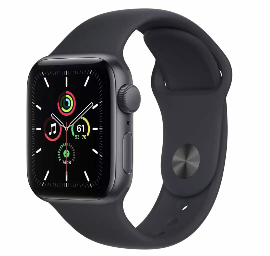 Apple Watch SE GPS 44mm Space Gray Aluminum Case with Sport Band Midnight MKQ63
