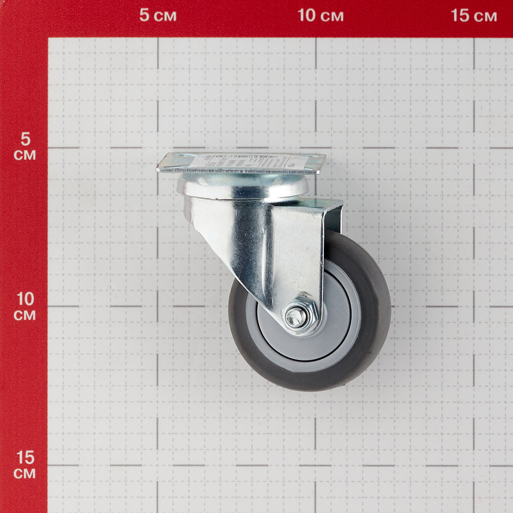Опора колесная поворотная пластик/резина на площадке 50 мм серая (1 шт.) - фотография № 3