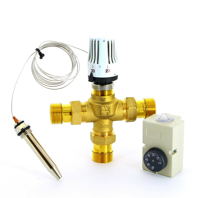 Клапан зональный трехходовой с термоголовкой погружным датчиком и контактным термостатом НР 1" EMMETI (28130058)