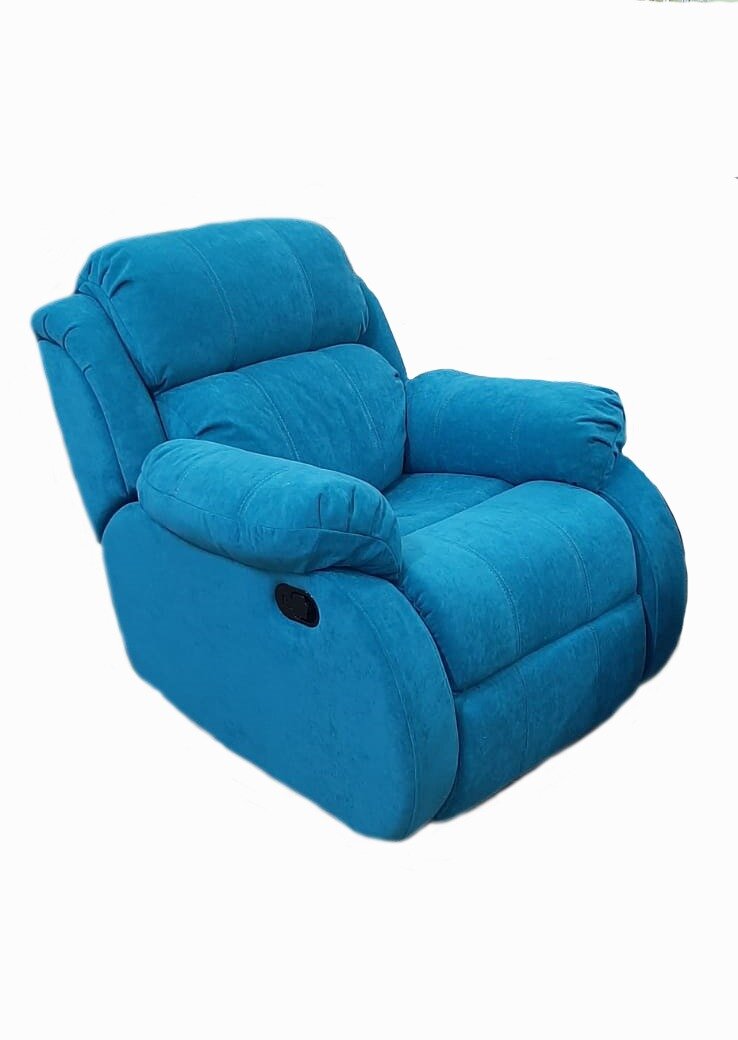 Реклайнер-кресло глайдер, универсальное механическое - голубое(APLES304-37) - фотография № 4