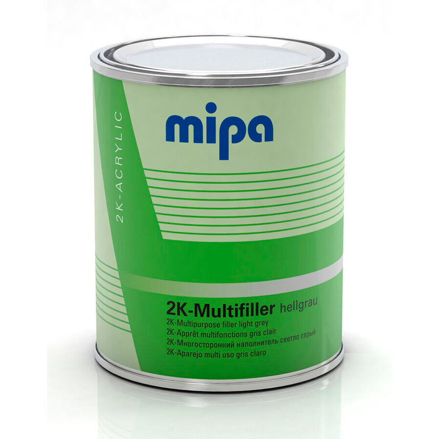 Грунт автомобильный MIPA 2K Multifiller многофункциональный мокрый по мокрому 4:1, светло-серый, 1 л