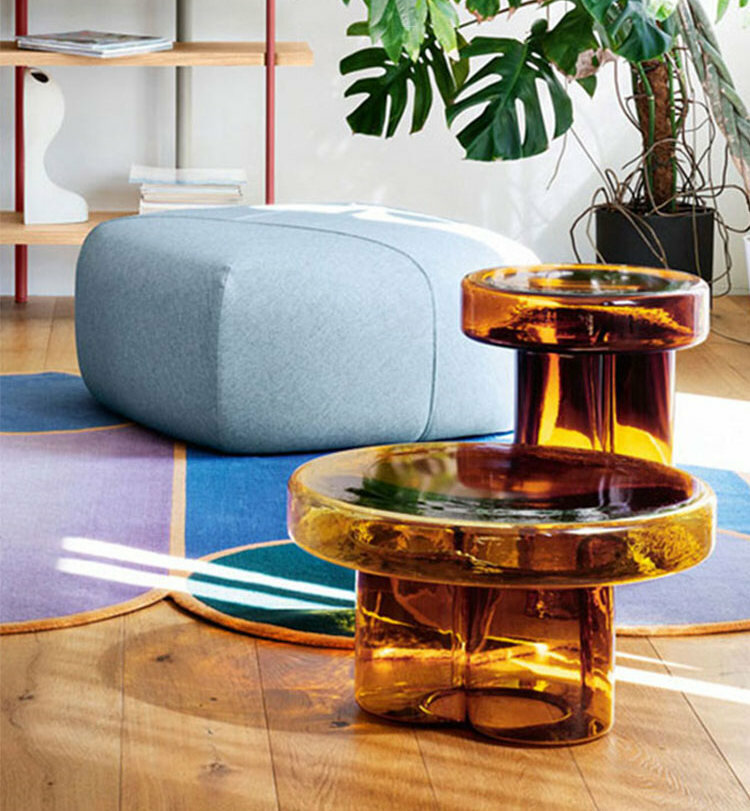 Кофейный столик из стекла в стиле SODA coffee and side-table by Miniforms (Бензиново-зеленый, высокий 38*45 см) - фотография № 2