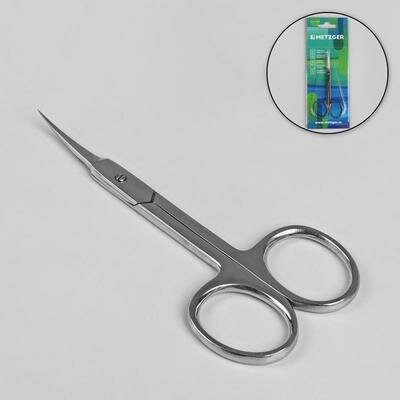 Ножницы маникюрные, для кутикулы, загнутые, 10 см, цвет серебристый, CS-1/7-S (CVD) Metzger 1323283 .