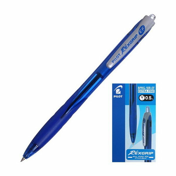 Ручка шариковая автоматическая "Rexgrip", узел 0.5 мм, чернила синие на масляной основе, резиновый упор