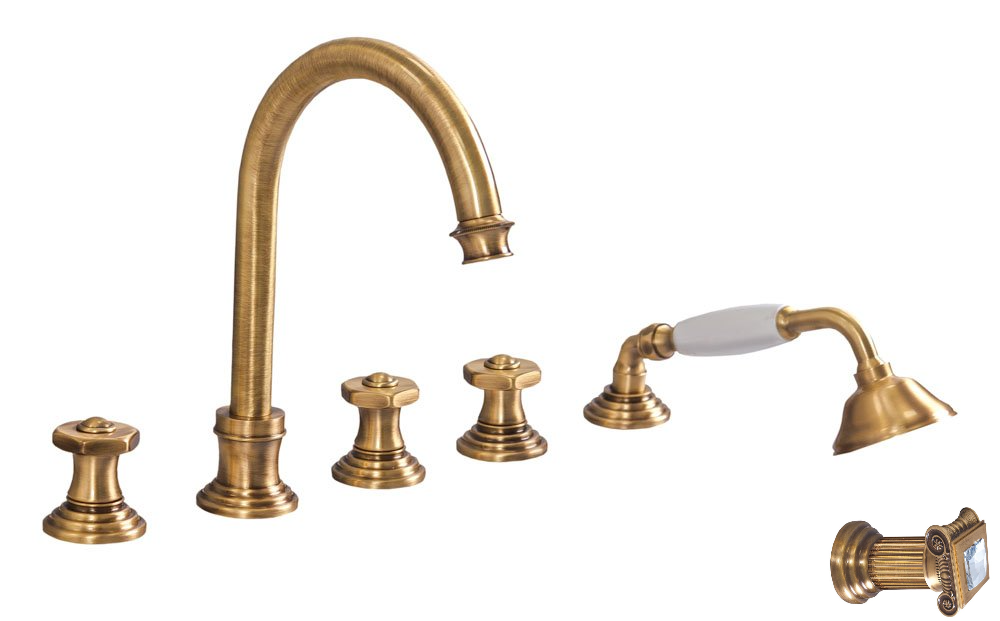 Смеситель на борт ванны Cezares APHRODITE-BVD-02-Sw бронза/ручки Swarovski