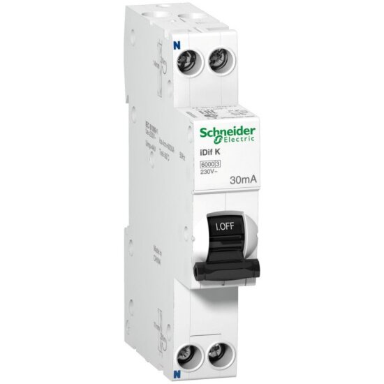 Дифференциальный автомат SCHNEIDER ELECTRIC ACTI9 1P+N 16А (C) 6 кА, 30 мА (A), A9D49616