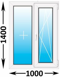 Пластиковое окно Veka WHS 60 двухстворчатое 1000x1400 (ширина Х высота) (1000Х1400)