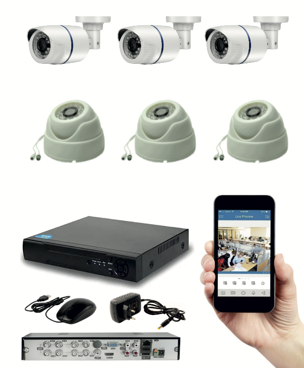 KIT6AHD100W300W5MP.Комплект видеонаблюдения на 6 AHD камер 5мП.
