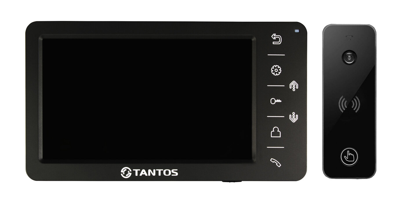 Tantos Amelie (черный) и iPanel 2+(черная) (комплект домофона с экраном 7 и вызывной панелью с широким углом обзора)