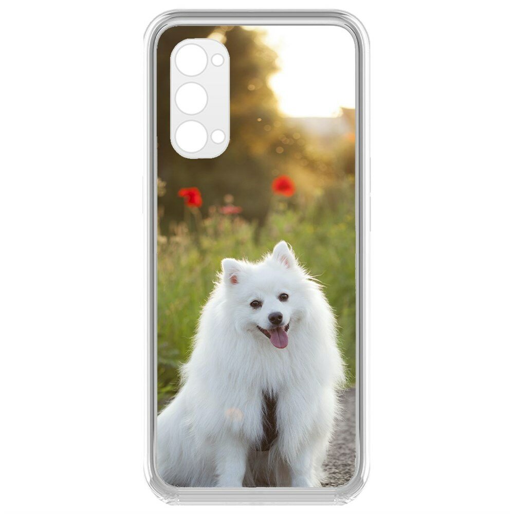 Чехол-накладка Krutoff Clear Case Белый шпиц для OPPO Reno4 Pro 5G