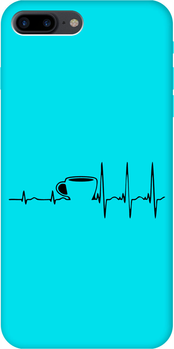 Силиконовый чехол на Apple iPhone 8 Plus / 7 Plus / Эпл Айфон 7 Плюс / 8 Плюс с рисунком "Coffee Cardiogram" Soft Touch бирюзовый