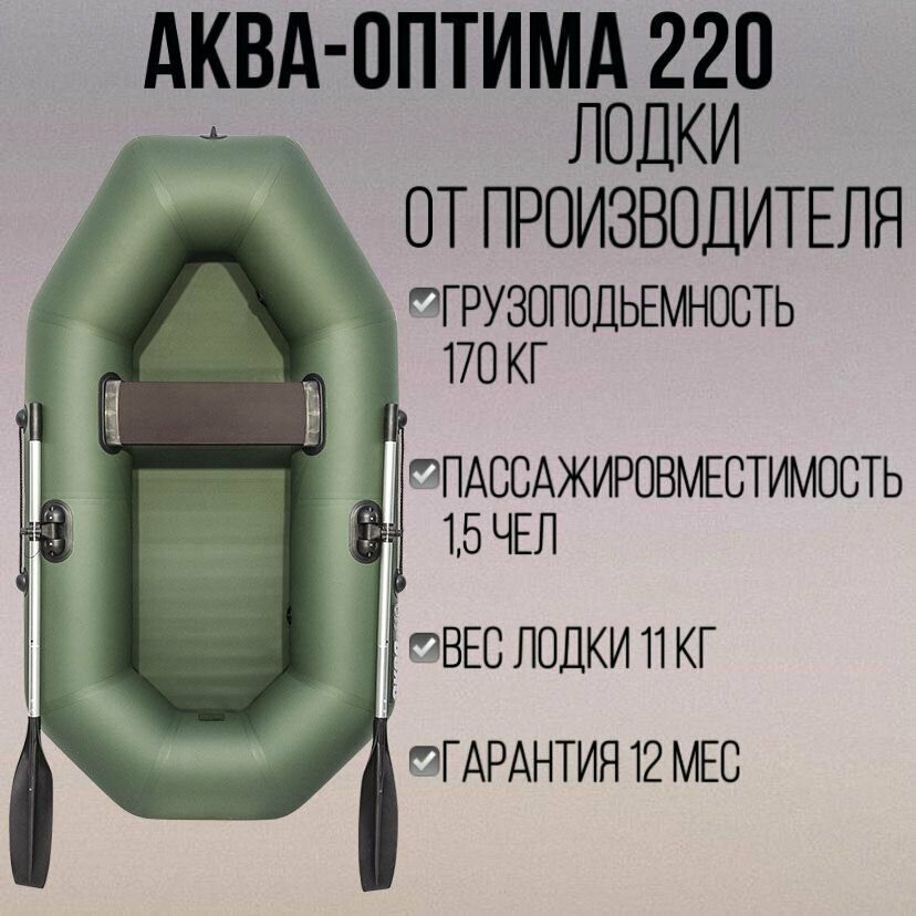 Лодка Аква-оптима 220 зеленая