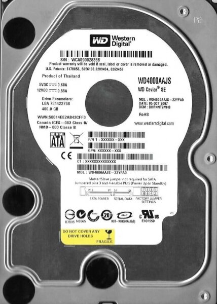 Жесткий диск Western Digital WD Blue 400 ГБ WD Blue 400 GB (WD4000AAJS)