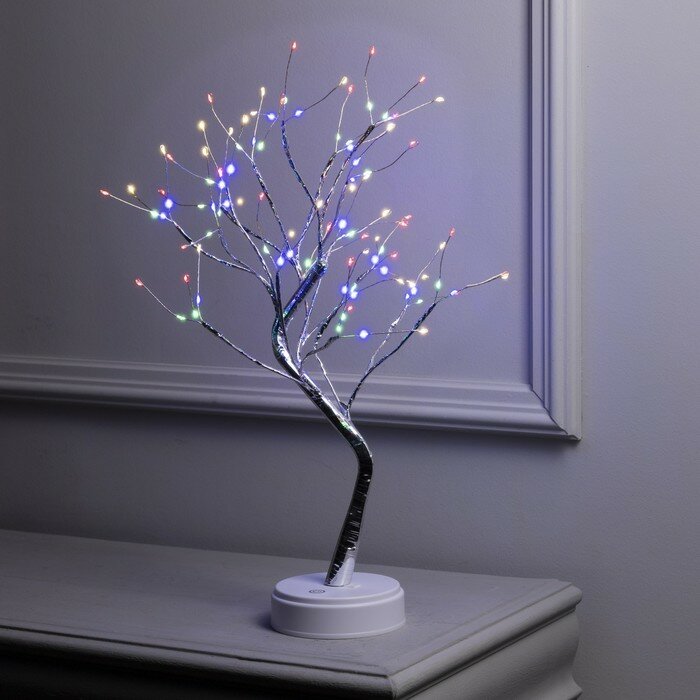 Светодиодные деревья и кусты Luazon Lighting Светодиодный куст «Ива» 45 см, 108 LED, постоянное свечение, батарейки ААх3 (не в комплекте), USB, свечение мульти