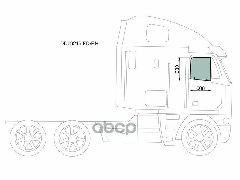 Стекло Боковое Опускное (Спереди/ Справа/ Цвет Зеленый) Freightliner Argosy 99-11 / Century Class 97 XYG арт. DD09219 FD/RH