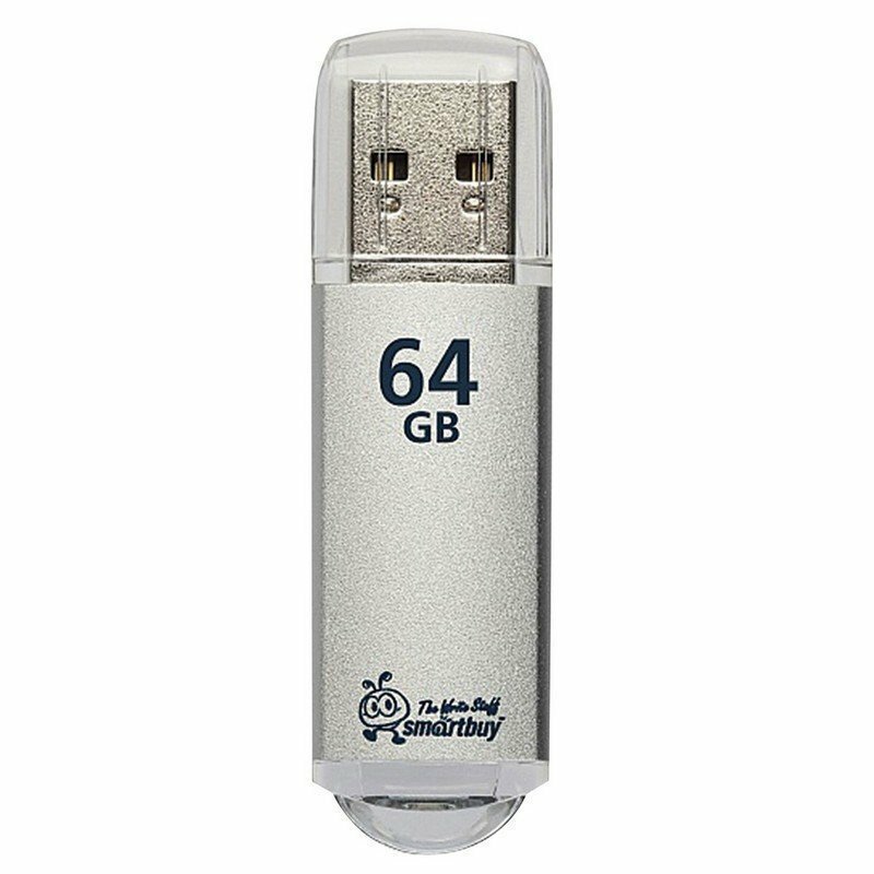 Флэш-диск 64 GB, SMARTBUY V-Cut, USB 2.0, металлический корпус, серебристый, SB64GBVC-S