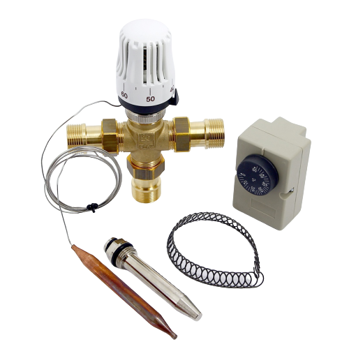 Клапан зональный трехходовой с термоголовкой погружным датчиком и контактным термостатом НР 3/4" EMMETI (28130056)
