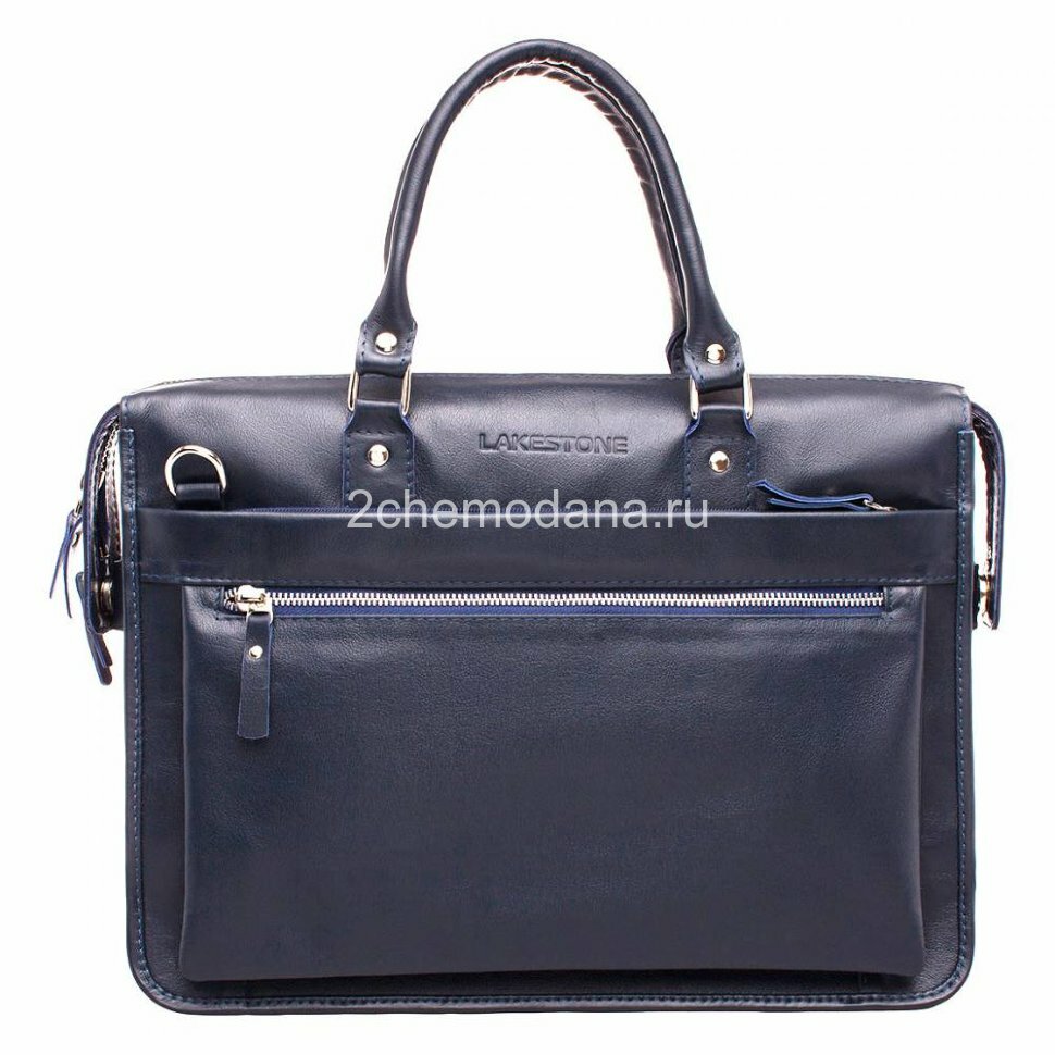 Мужская кожаная деловая сумка LAKESTONE Halston Dark Blue 923124/DB