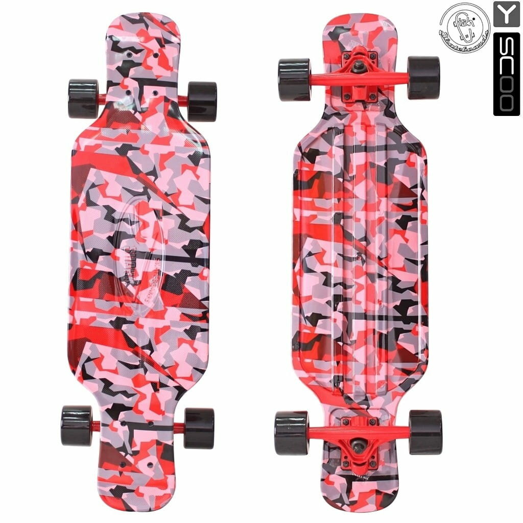 Скейтборд Y-Scoo Longboard Shark Tir 31 дюйм - Chaos, Red-black