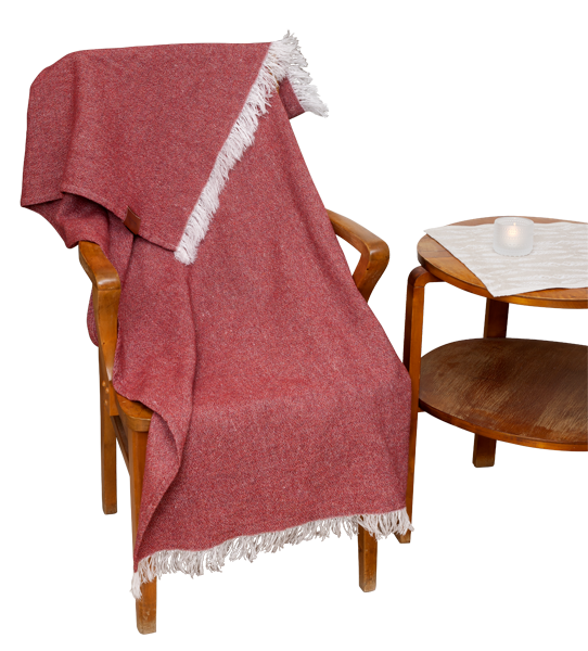 Плед Graniitti кирпично-красный шерсть со льном 130x170 - фотография № 3
