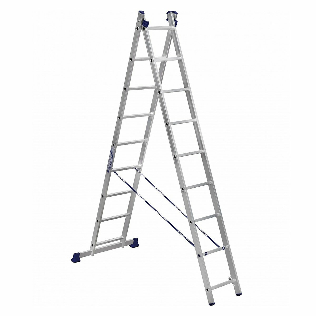 Лестница-стремянка двухсекционная Alumet H2 5209, алюминиевая, 2 x 9 ступеней, 2,53 - 4,22 м
