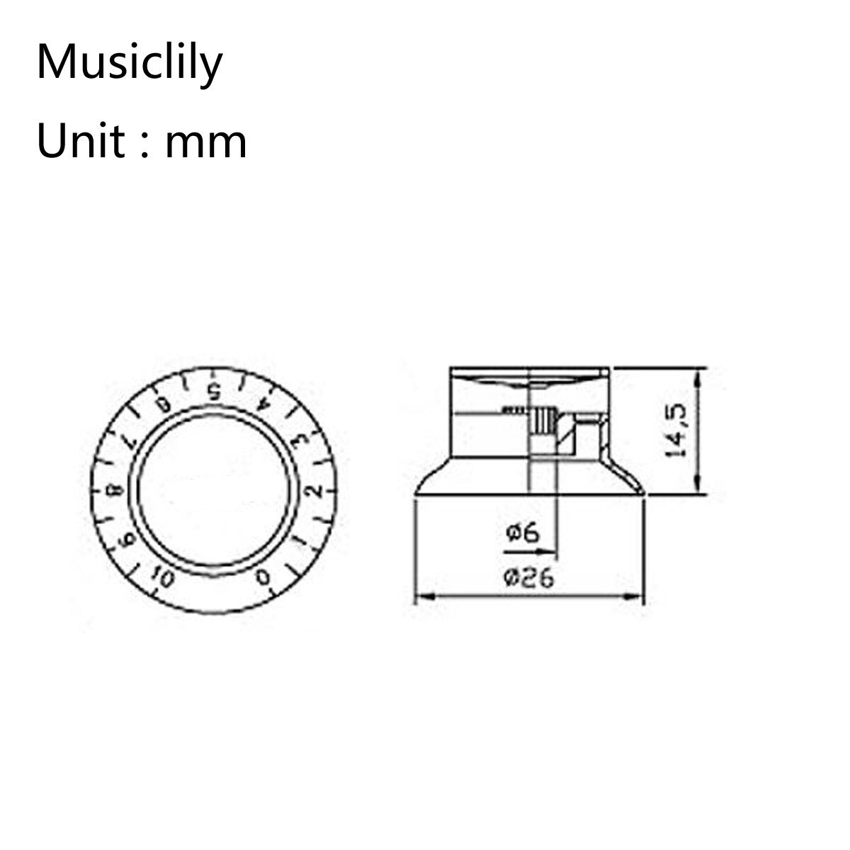 Ручка потенциометра Parts Pro MX1735IV SG style метрическая тон кремовая