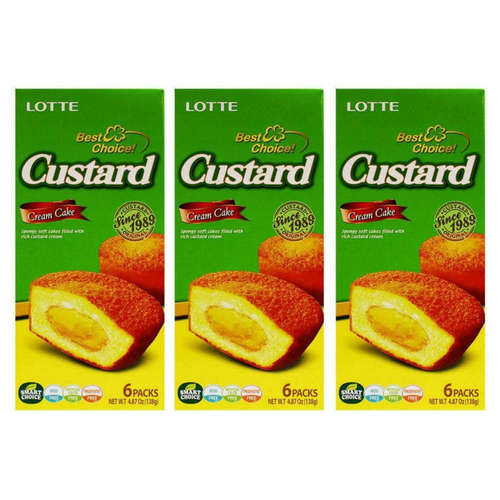 Кекс Lotte Custard с заварным кремом 138 г, 3 шт - фотография № 1