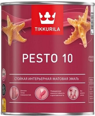 Эмаль Универсальная Tikkurila Euro Pesto 10 0.9л Матовая, Алкидная / Тиккурила Евро Песто 10.