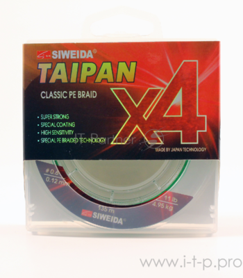   Siweida "taipan Classic PE Braid X4" 0,12 135 (#0.6, 11lb, 4,95, light-green) 52