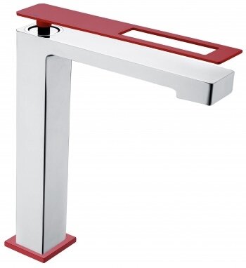 Смеситель для раковины Boheme Q 142-CRR высокий, хром/красный