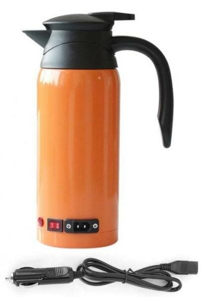 Чайник термос автомобильный стальной 12/24V с авто-отключением (96Вт/200Вт) 0,8 л.