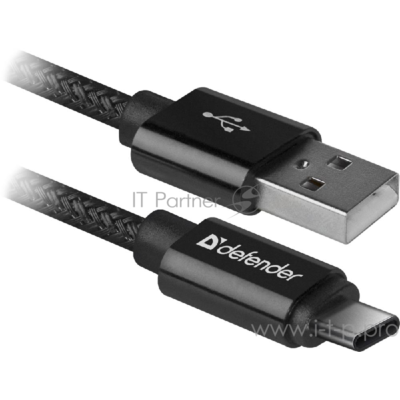 Кабель USB2.0 TO Type-c 1M Black Usb09-03t 87814 Defender 87814